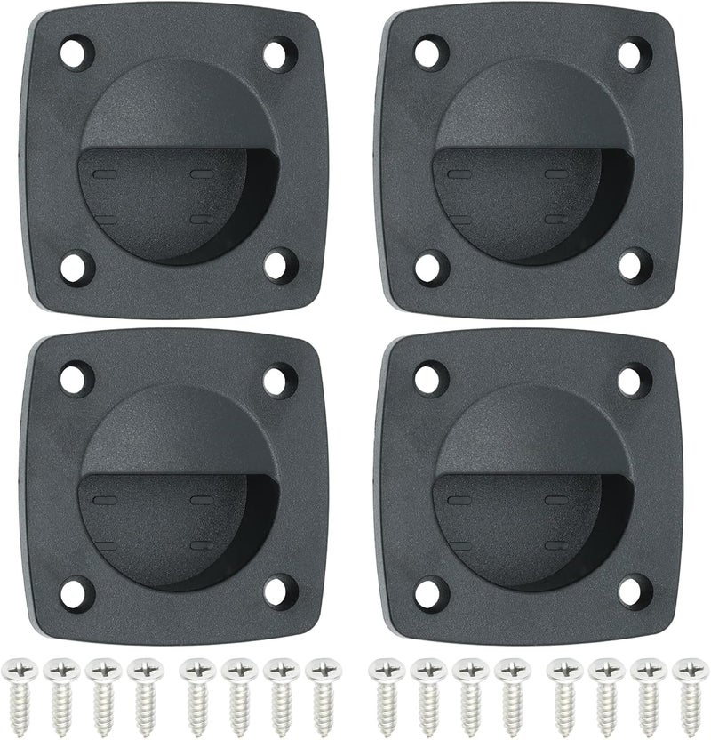 LTEMG Marine Nylon Flush Pull Hatch Handle,Black Boat Recessed Square Lid Handle,Yacht Cabin Accessories(4 Pcs) - Image 1